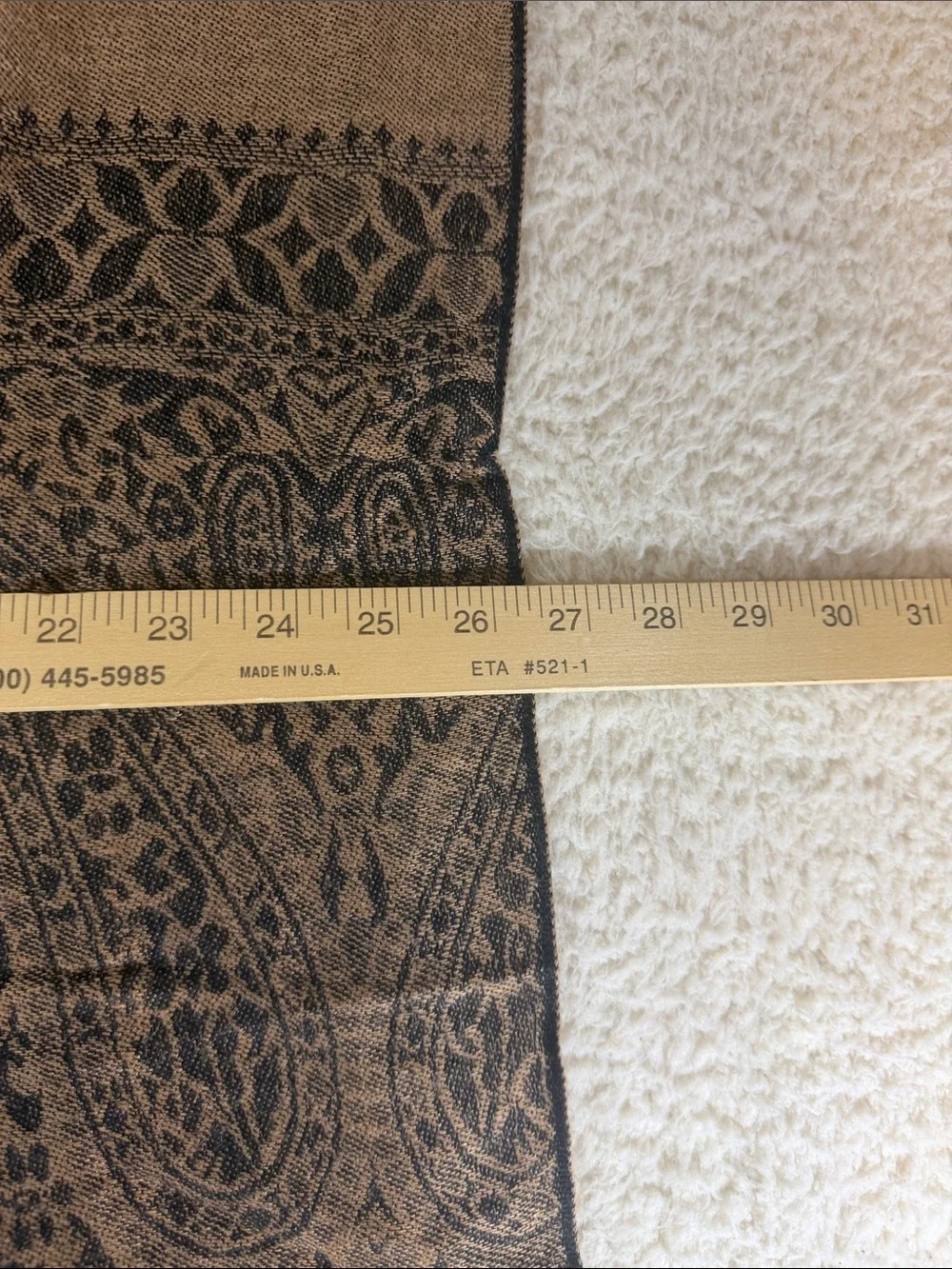 pashmina Tan and Black Paisley Fringe Wrap 228